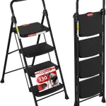 HBTower 4 Step Ladder Step Stool Foldable with Wide Anti-Slip Pedal Sturdy Steel Ladders for Home Adults Kitchen (New)