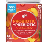OLLY Probiotic Prebiotic Gummy 500 million CFUs Peachy Peach - 60 Count Gut Health Support 500 million CFU of Bacil (New)