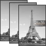 upsimples 24x36 Poster Frame Easy Slide-In Assembly Black 3 Pack Gallery Wall 24 x 36 Picture Frames Set for Family (New)
