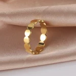 Skyrim Fashion Geometric Round Minimalist Rings for Women Girls Gold Color Stainless Steel (New)