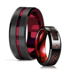 Fashion 8mm Red Groove Beveled Edge Stainless Steel Celtic Dragon Rings for Men (New)