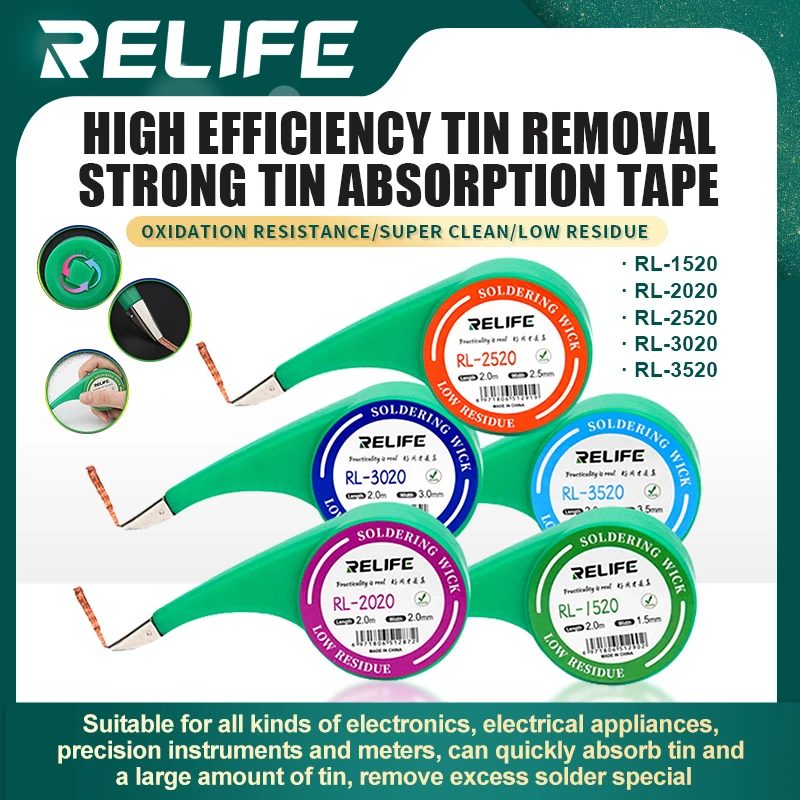 S02213ae8e3a6415597c86bd91188a4858 RELIFE Anti-hot Desoldering Wick Wire Mesh Accurate Control Sucker Braid (New) - Image 1