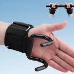 1PairWeight Lifting Hook Grips With Wrist Wraps Hand Bar Wrist Strap Gym Fitness Hook (New)