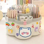 Rotating Pen Holder Desk Organizers Large Capacity Pen Storage Box Cosmetic Brush Organization (New)
