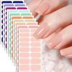 16 packSolid Color Nail Stickers Pink Nude Simple Disposable Nail Polish Film Nail Stickers (New)
