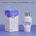 PIR Motion Sensor Lamp Holder E27 Smart Light Bulb Holder Adapter Auto On Off (New)