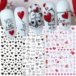 6 3D Valentines Day Nail Art Sticker Lover Letter Cute Girl Cartoon Slider (New)