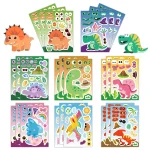 8 16 Creative Dinosaur Cartoon Collage Stickers DIY Game Stickers Animal Craft Laptop Skateboard (New)
