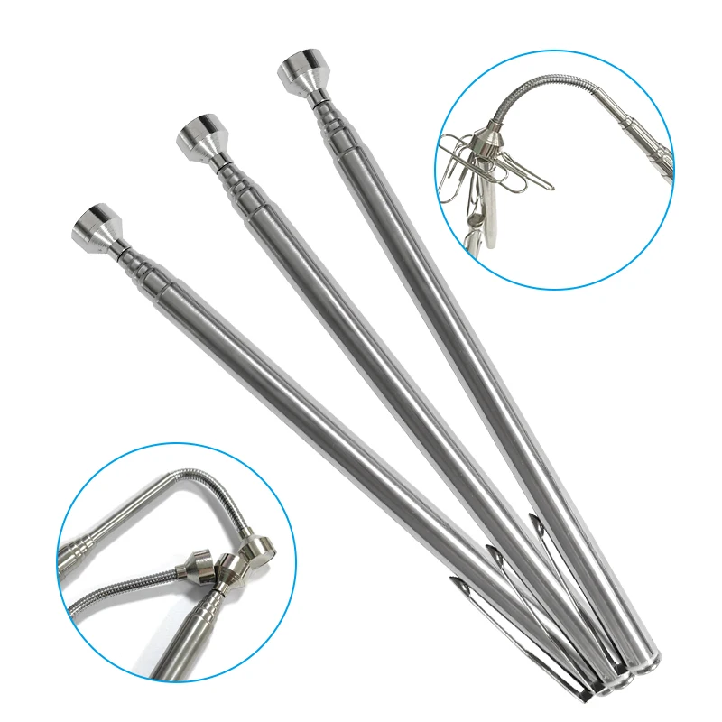 S1e97e66017ed45629653670ba9f8950eB Portable magnetic telescopic silver universal pickup with pen clip magnetic suction rod auto (New) - Image 1