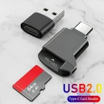Type C 2 Mini TF Card Reader External Storage Black for Memory Card USB (New)