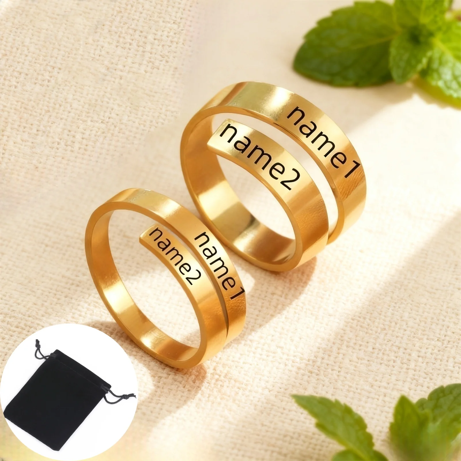 S21d668795ed447e99f06f9e9a6910fabF Customized Personalized Couple Name Ring Stainless Steel Adjustable Ring Winding Twist Ring Geometric (New) - Image 1