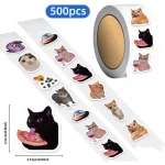 500 Cartoon Cat Style Reward Stickers 10 pieces 2.5cm 1.0 inch Meow Learning Reward Set (New)