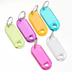 10 Coloful Key Tags Plastic Split Key Ring Paper Labels Clear Windows Flexible (New)