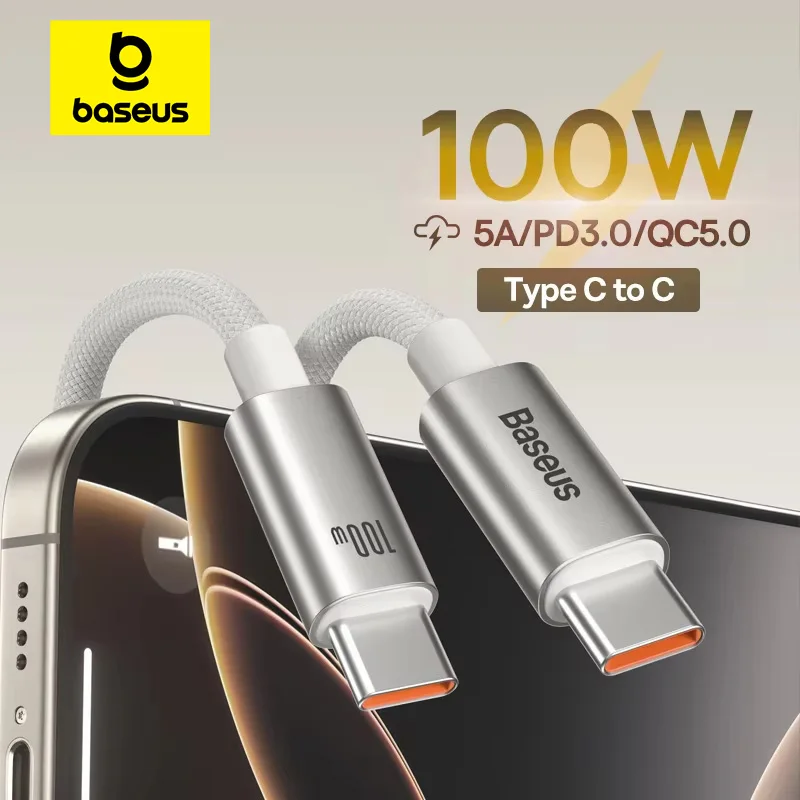 S34b26a3a803f44939aa12b6f5608bf73t Baseus 100W USB Cable for iPhone 17 16 15 promax USB C to (New) - Image 1