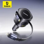 Baseus 90W Car Charger Type C iP Dual Retractable Cable Phone Charger PD QC (New)