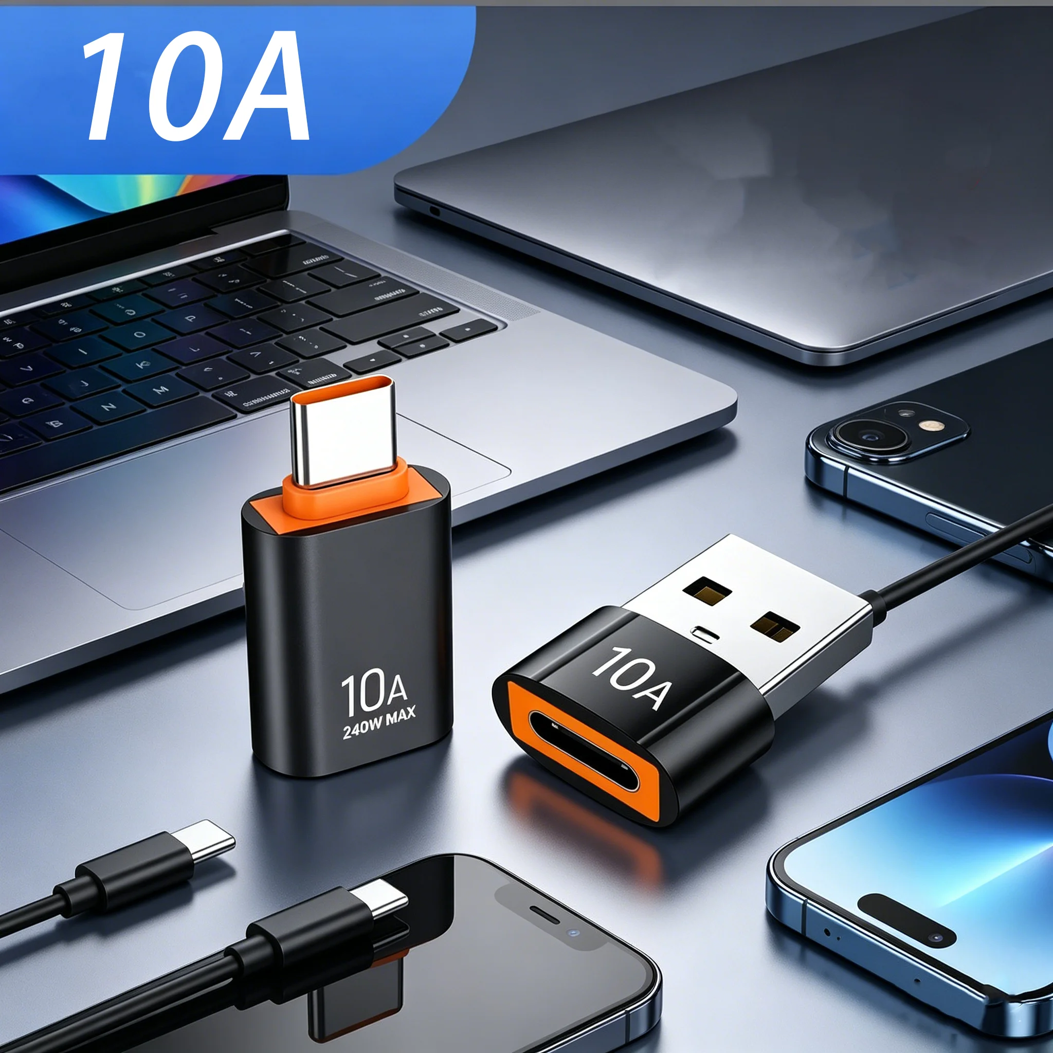 S40cc596cfd1141a6a0dfb18f0195e78fD 10A Fast Charge Type C Male to USB Female OTG Adapter, Works for Samsung, (New) - Image 1
