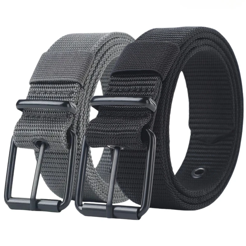 S411d9f29a11e4071a2e1c2e995bf639cm Men Belt Porous Canvas Pin Buckle Leather Belt Outdoor Sports Belt Womens (New) - Image 1