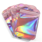 50 Iridescent Self Sealing Bags Pink Laser Plastic Pouches Resealable Zip Lock Packaging (New)