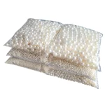 10 1000 lot 3 20mm Straight Holes Acrylic Imitation Pearl Beige Bracelet Round Beads For DIY (New)