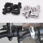 2 Motorcycle Accessories Black Silver Mirror Mount Clamp Rear View Mirror Holder Size (New)