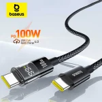 Baseus USB C Cable 100W For iPhone 17 16 15 Pro Max LED (New)