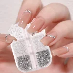 6 Grid 3D Nail Art Rhinestones White Round Pearl Nail Decoration Charm Steel (New)