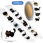 500 Ten Different Patterns Black Cat Roll Stickers Small Pattern Decoration DIY Luggage (New)