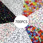 700 7 Colors Round Letter Beads Acrylic Alphabet Number Beads for Jewelry Making (New)