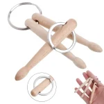 2 Types Wood Mini Drum Sticks Keychain Drumsticks Key Ring Chain Keyfob Percussion (New)