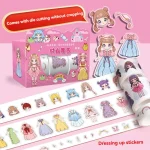 1box Cute Princess Dress Up Sticker Girl Cartoon Washi Tape Set Cute Childrens (New)
