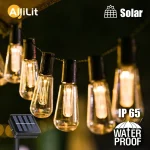 Outdoor Solar String Lights LED IP65 Waterproof Edison Bulb Retro Vintage Christmas Garland (New)