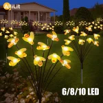 40337 LED Solar Bee Firefly Butterfly Lights Waterproof Outdoor Garden Decorative Lawn Lights (New)