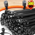 500 100 Screw Hole Cable Ties Reusable Fixed Nylon Cable Ties Self locking Cord Ties (New)