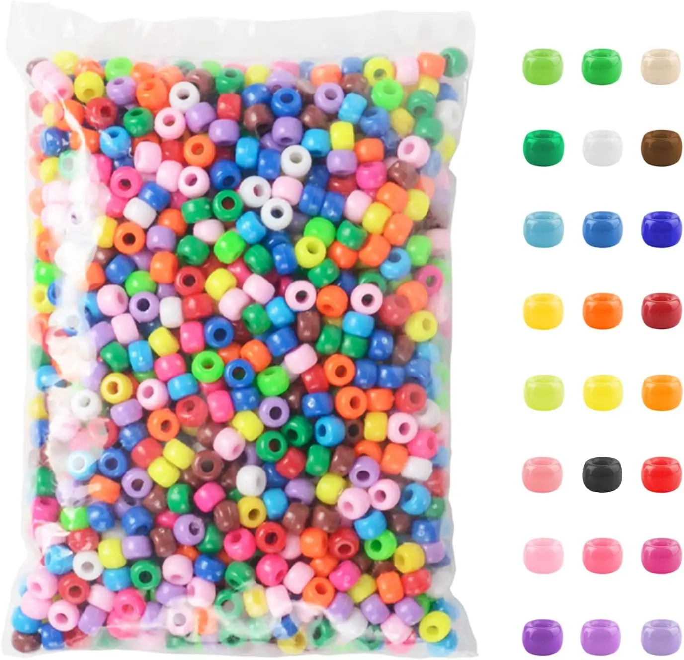 S616cab65bd1c4d7e897f997398069ca33 500 1000 Pony Beads Plastic Beads for Bracelet Making, Multi Colored Beads for (New) - Image 1