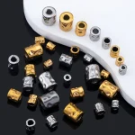 10 Stainless Steel Round Oval Dot Textured Cylindrical Spacer Beads for DIY Needlework (New)