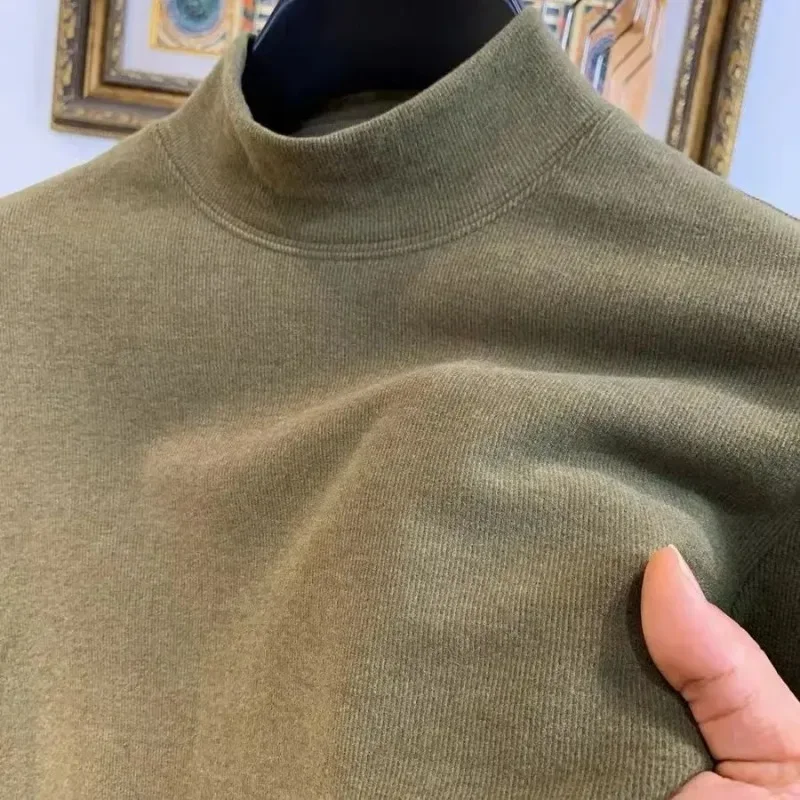 S6ce6cdc0f0144b349aeed241022db3fcc Mens Autumn Thick Base Thermal Underwear Winter Semi High Neck Casual Long Sleeved (New) - Image 1