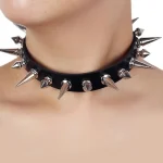 1 Punk Gothic Necklace Rivet Choker Y2K For Men Women Year Christmas (New)