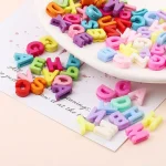 100 200 Mixed Acrylic Color Resin Letter Flat Beads Flat Hole Cartoon 26 English (New)