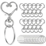 20 40 60 Heart Shaped Swivel Snap Hooks with Key Ring Metal Keychains Suitable for (New)