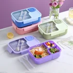 Bento Lunch Box For Kids Girls Cartoon Students Kawaii Cute Heated 3 Grid (New)