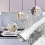 Silvery Kitchen Oil proof Stickers Self adhesive for Kitchen Special Accessories Aluminum Foil Paper Gas (New)