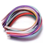 10 Fashion Satin Solid Color Headband Colorful Fabric Covered Thin Plastic Hairbands for (New)
