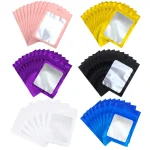 50 Colorful Foil Zip Lock Bags With Transparent Window Reusable Hanging Bags For (New)