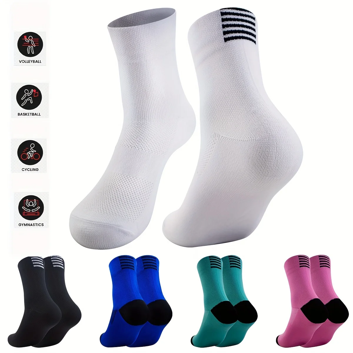 S8824ecf331a047d4afe8bb423bb89121j Jing Professional Cycling Socks Tube Mens and Womens Outdoor Sports Quick Drying Four Seasons (New) - Image 1