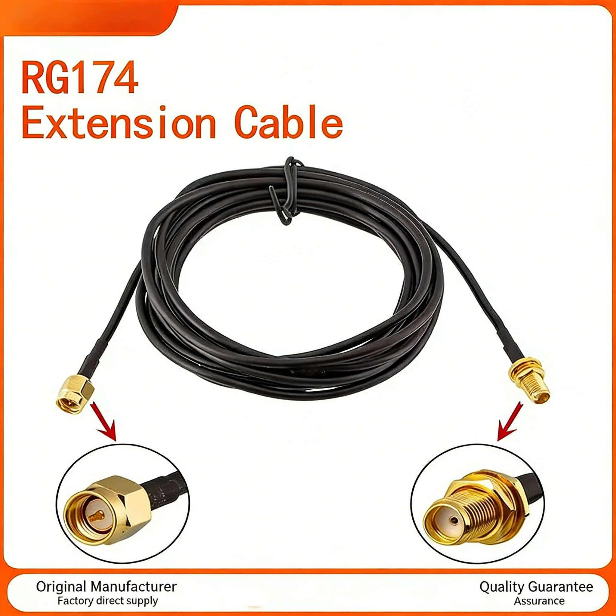 S8f9e00e535e941318ae944e3447c23ca2 RP SMA To SMA Male Female Extension Cable RG174 Coaxial Cable For WiFi Antenna Router (New) - Image 1