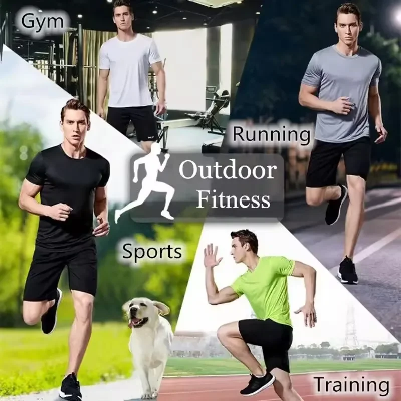 S908cbd7c4dc546be9fbe87e74be16c8aL Fitness T shirt Summer Mens Quick Drying Running Fitness Sports Shirt Mens (New) - Image 1