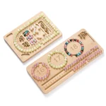 Wooden Flocked Beading Tray DIY Bracelet Necklace Jewelry Making Findings Beading Organizer Gray (New)
