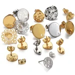 10 lot Gold Color Stainless Steel Blank Earring Studs Base Pins With Earring Plug (New)