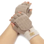 Fashion Women Fingerless Winter Gloves with Finger Protect Cover Solid Unisex Men Women (New)