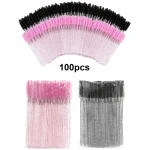 100 Disposable Eyelash Brushes Spoolies Micro Lash Mascara Wands Combs Wholesale For Eyelash (New)